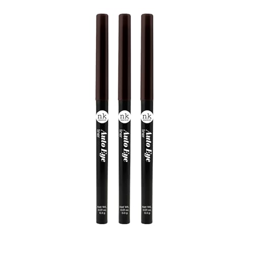 NICKA K Auto Eye Liner Pencil, Dark Brown, 3 Pack