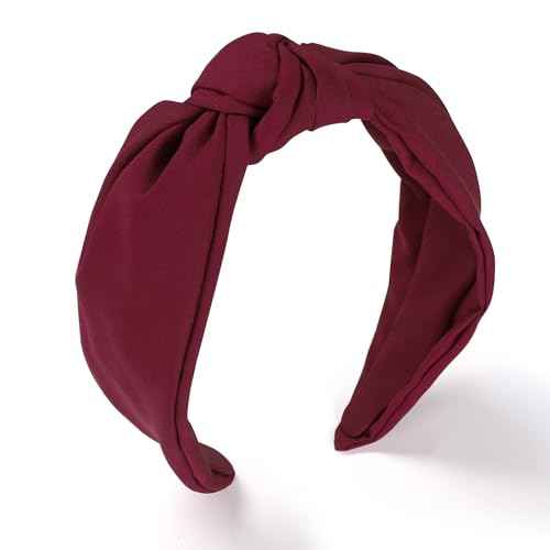 Etercycle Headband for Women, Knotted Wide Headband, Yoga Hair Band Fashion Elastic Hair Accessories for Women (Wine Red)
