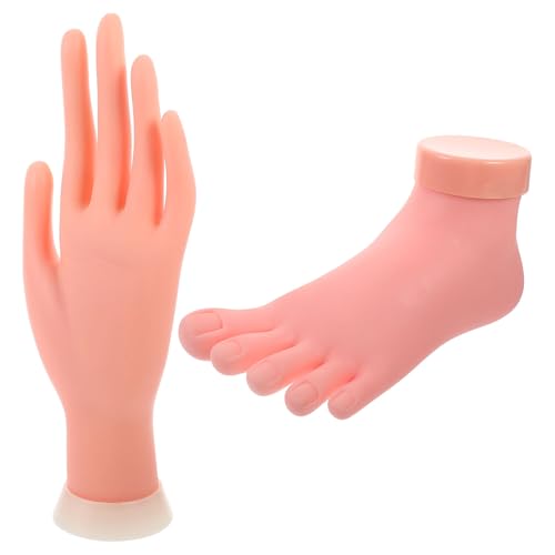 Beaupretty Manicure Practice Left Hand and Foot Model with Bendable Fingers Lightweight Fake Nail Art Trainer for Salon and Beginner Use 8.85 Inch