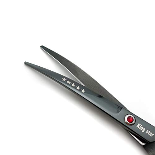 KINGSTAR 7.0in Titanium Dog Grooming Scissors Set Bright Black - Professional 4pcs