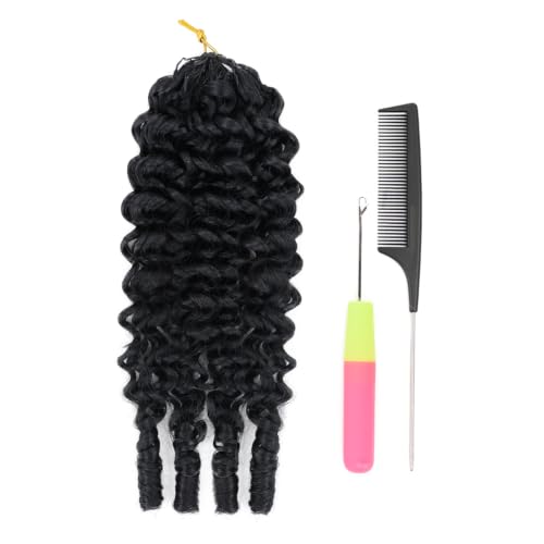 Feather Crochet Human Hair 16" 50g Knotless Black Curly