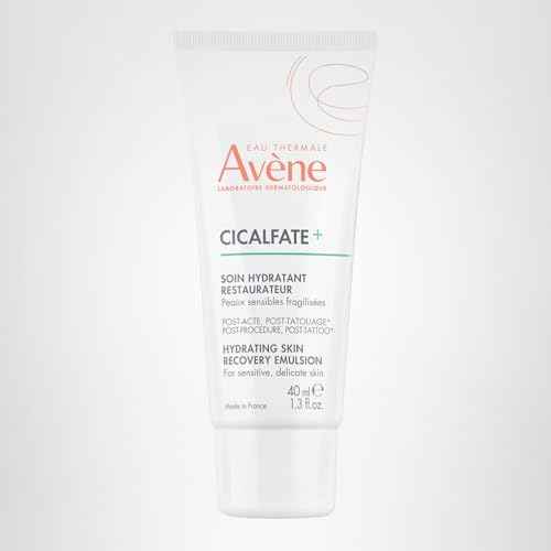 Avène Cicalfate+ Hydrating Skin Recovery Emulsion for post-procedure & post-tattoo, helps restore skin barrier, 24hr hydration, 1.3 Fl Oz