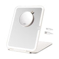 7x9.5 Inches Lighted Travel Mirror with 10X Magnifying Round Mirror, Rechargeable Battery, USB-C Charging, 78 LEDs, Tabletop Mount