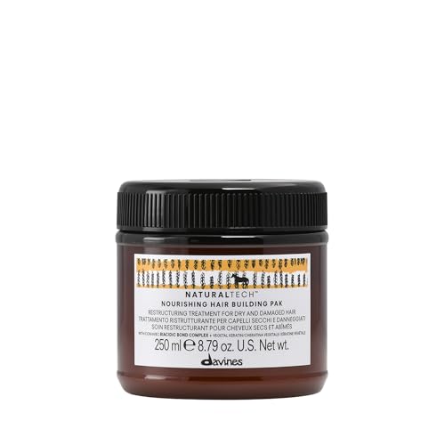 Davines Naturaltech Nourishing Hair Building Pak, Restructuring & Hydrating for Dry & Damaged Hair - With Vegetal Keratin - Deep Repair Mask for Damaged Strands, 8.45 Fl Oz