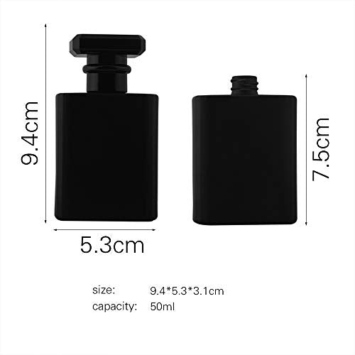 Enslz 50ml £¨1.69Oz£© Thick Square Flint Glass Refillable Perfume Bottle, Square Portable Cologne Atomizer Empty Bottle with Spray Applicator For Travel (Black)
