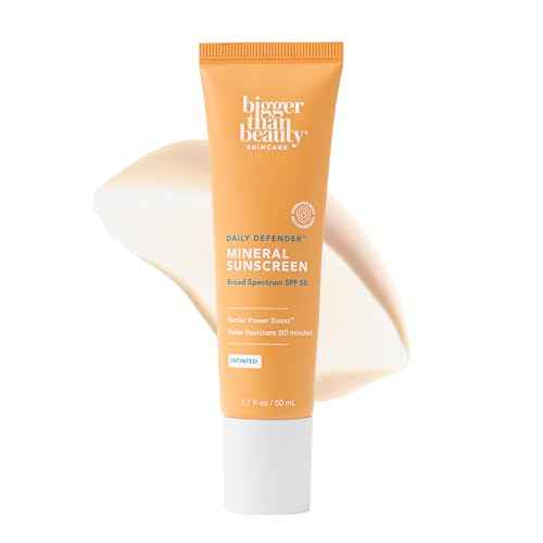 Daily Defender Broad Spectrum SPF 50 Mineral Sunscreen with Hyaluronic Acid, Vitamin C & Niacinamide (as Vitamin B3), Lightweight UVA & UVB Protection, Skin Care, Untinted