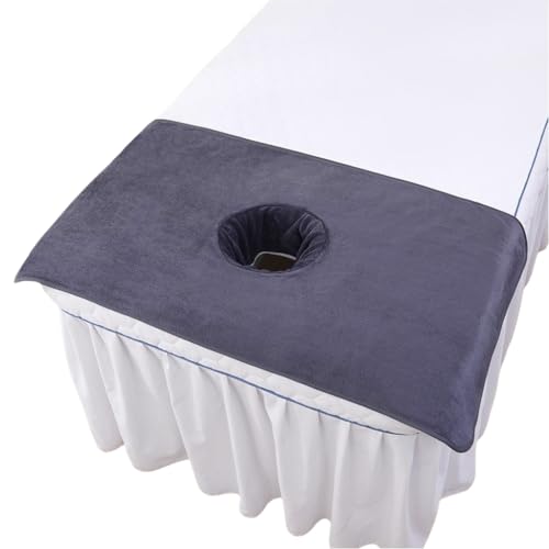 Massage Table Cover Towel with Face Cradle Hole, Premium Fitted Sheet with Locked Edges (Dark Gray)