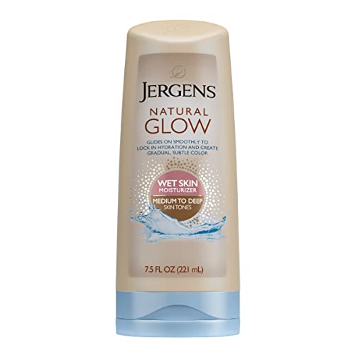 Jergens Natural Glow Self Tanner Face Moisturizer & Natural Glow In Shower Lotion, Self Tanner for Medium to Deep Skin Tone