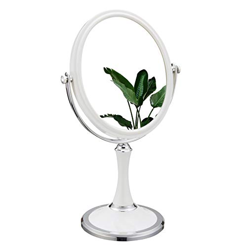 Tabletop Makeup Portable Two Sided 1X & 3X Magnifying Light-Weight Vanity Mirror with 360 Degree Swivel, ABS Plastic, White