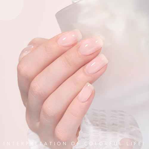 GAOY Sheer Light Pink Gel Nail Polish, 16ml 2 Colors 1352 1482 Jelly Milky White Translucent Soak Off UV Gel Polish Set for Nail Art DIY Manicure at Home, Milky Pink