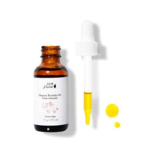 100% PURE Organic Rosehip Oil Moisturizer For Face, Body, Hair Hydrating Vitamins & Omega Fatty Acids Support Glowing, Plumped Up Youthful Skin - Natural Cold-Pressed Facial Radiance - Vegan - 1oz