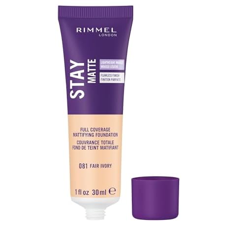 Rimmel London Stay Matte Liquid Mousse - 081 Fair Ivory - Foundation, Lightweight, Shine Control, Oil-Free, 1oz (Pack of 2)