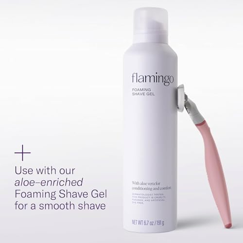 Flamingo Razors for Women, 1 Razor (Rose) Handle, 1 Razor Blade Refill, and 1 Shower Holder