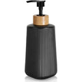 Glass Soap Dispenser, 12oz Modern Farmhouse Style with Bamboo Pump