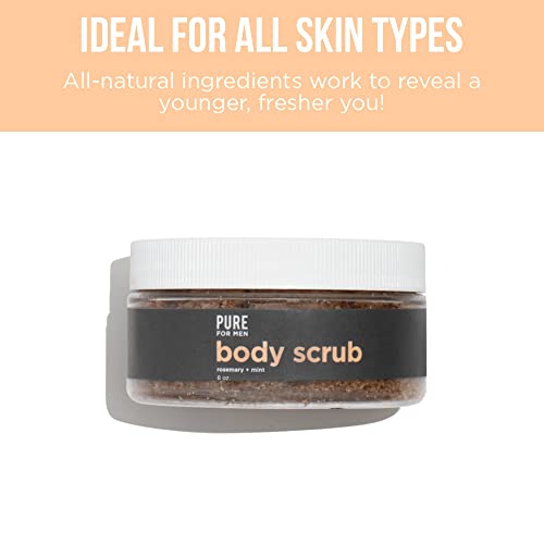 Pure for Men's Exfoliating Bum & Body Scrub | Gentle & Natural Cleanser, Removes Dead Skin Cells & Leaves Skin Smooth | Rosemary & Mint | 8 ounces