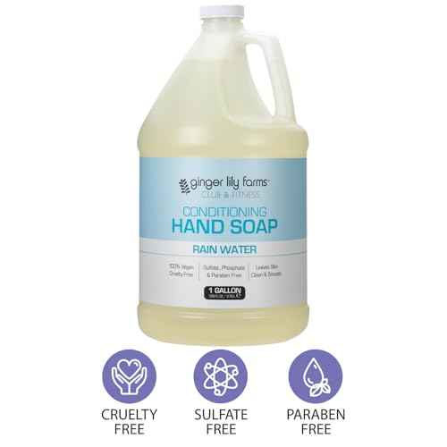 Ginger Lily Farms Club & Fitness Conditioning Liquid Hand Soap Refill, 100% Vegan & Cruelty-Free, Rain Water Scent, 1 Gallon (128 fl oz)