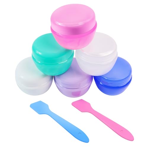 6 Pcs 20ml Small Travel Containers - Convenient Travel Size Containers for Toiletries, Creams, Lotion, Essential Compact Size for Traveling (Includes 2 Small Spoons)
