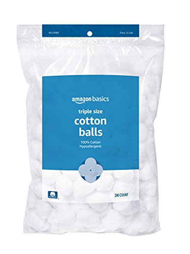 Amazon Basics Hypoallergenic 100% Cotton Balls for Skincare & Makeup, 200 Count