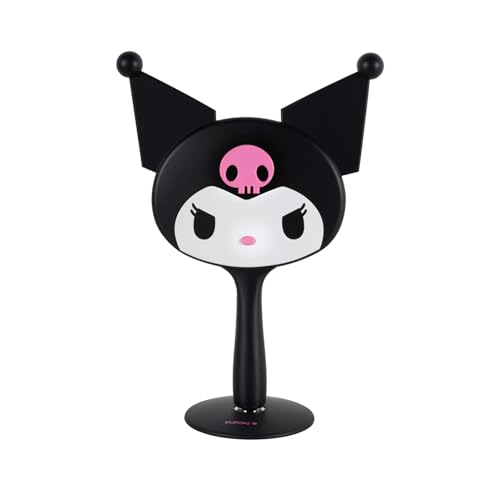 Impressions Vanity Kuromi LED Handheld Makeup Mirror for Desk, Lighted Travel Makeup Mirror with Detachable Standing Base, Ultra Bright Adjustable Lighting and Kuromi Figural Shaped Design