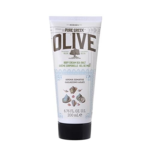 KORRES Olive Body Lotion for Dry Skin, Moisturizer Cream with Vitamin E, Aloe and Pure Greek Olive Oil for Body Care, Hydrating and Nourishing for Smooth, Supple Skin, Sea Salt Scented, 6.76 fl oz