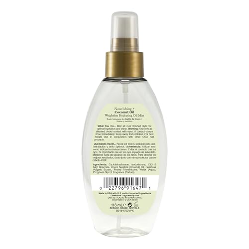 OGX Coconut Oil Weightless Hydrating Hair Mist, 4 Fl Oz