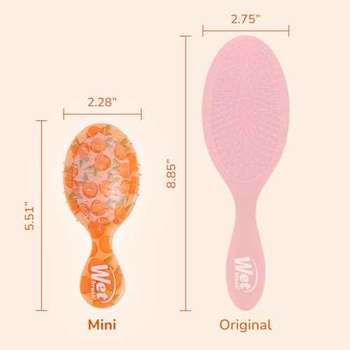 Wet Brush Mini Detangler Hair Brush, Peach (Tutti Fruitti), Detangling Travel Hairbrush, Ultra-Soft IntelliFlex Bristles Glide Through Tangles with Ease, Pain-Free, All Hair Types, Limited Edition
