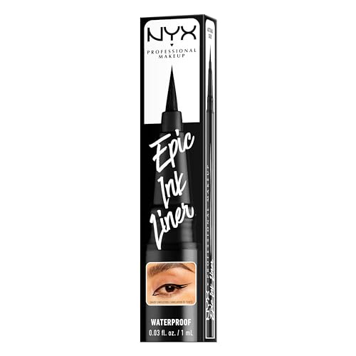 NYX PROFESSIONAL MAKEUP Epic Ink Liner, Waterproof Liquid Eyeliner - Black (Pack Of 2), Vegan Formula