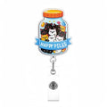Funny Cat Bottle Nurse Badge Reel - Retractable Clip ID Holder for Medical & Education (Cat Bottle Variation)