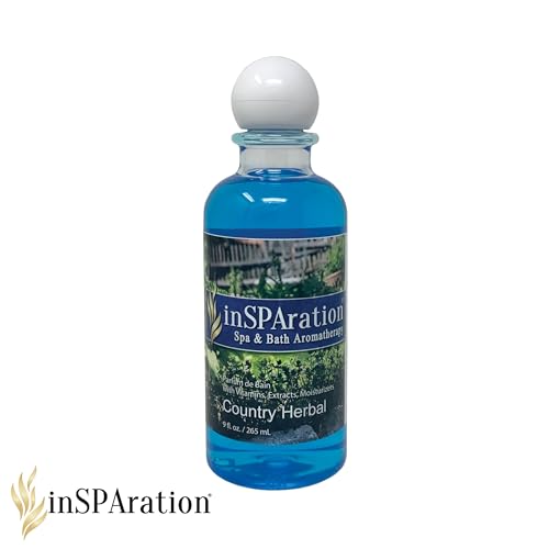 inSPAration Spa and Bath Aromatherapy 113X Spa Liquid, 9-Ounce, Country Herbal, Blue