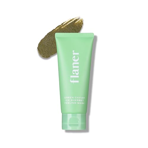 FLANER Green Caviar Peeling Mask ? Natural Face Exfoliator with 100,000ppm of Green Tea, Dead Skin & Blackhead Remover, 99% Micro Marine Spicules, Centella Asiatica, Gentle Exfoliating Scrub,100g