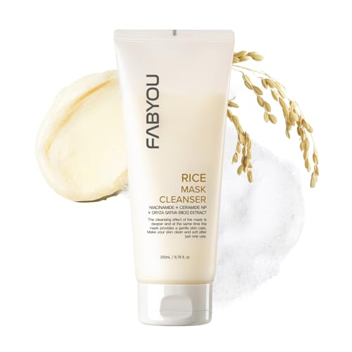 Rice Mask Cleanser 6.76 fl oz - Glow-Boosting & Hydrating Face Wash with Jeju Rice & Natto Gum, Gentle Exfoliating Daily Foam Cleanser, Deep Pore Cleansing, Non-Irritating- Korean Skin Care