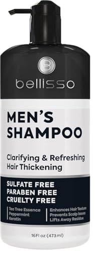 Bellisso Men’s Tea Tree Peppermint Sulfate Free Clarifying Shampoo for Oily Hair