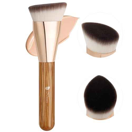 DUcare Angled Foundation Brush for Flawless Makeup Application Professional Liquid, Cream Powder Foundation Brush with Dense Bristles - Contoured for Precise Blending and Buffing
