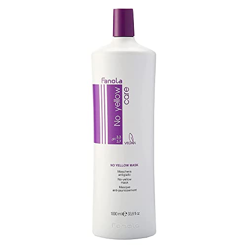 Fanola No Yellow Purple Hair Mask - Acidic pH Deep Conditioning Hair Mask for Blonde, Bleached & Grey Shades - Intense Violet Pigment Neutralizes Brassy Tones (33.8 Fl oz)