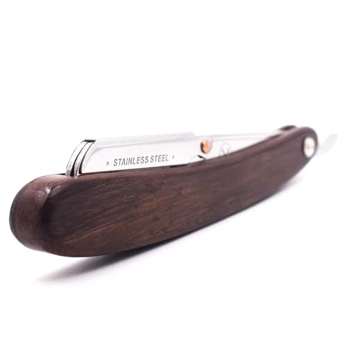 Parker SRDW Professional Shavette Razor ? Walnut Wood Handle, Stainless Steel Arm & Clip Lock System for Secure Blade Fit, 5 Blades Included
