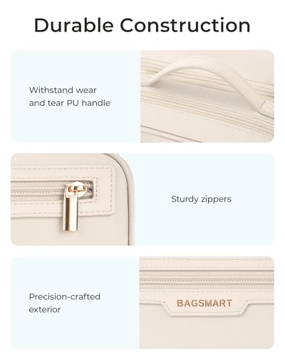 BAGSMART Travel Makeup Bag Organizer with Multiple Compartments