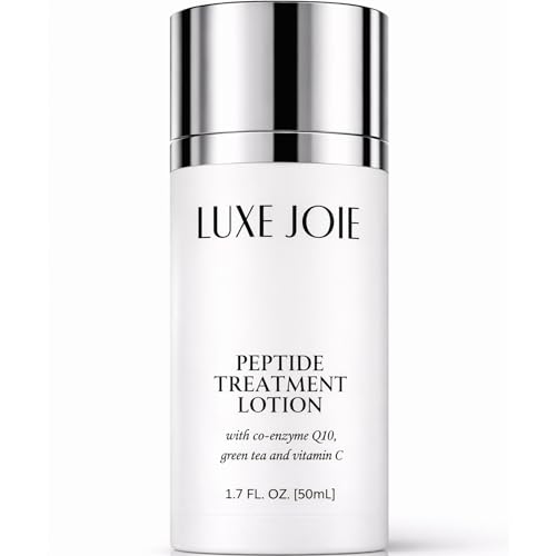 LuxeJoie Peptide Treatment Lotion, Lightweight Facial Moisturizer for Face, Neck & D?collet?, Non Greasy, Fast Absorbing, Layers Well with Serums, 1 oz
