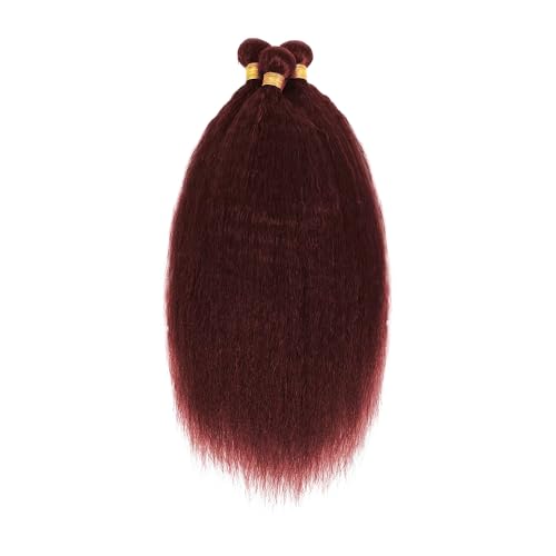 #99J Burgundy Yaki Straight Human Hair Bundles – 22/24/26 Inch