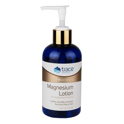 Trace Minerals Magnesium Moisturizing Lotion - Clean Magnesium Cream for Smooth, Soft Skin - Supports Muscles - Hydrates & Easily Absorbs - Aids Against Blemishes - Unscented - 8 fl oz