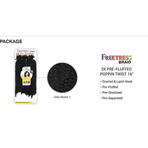 FreeTress Crochet Braids 3X Pre-Fluffed Poppin Twist 16" (1-pack, 1)