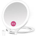 FASCINATE Travel 30X/1X Double-Sided Lighted Makeup Mirror - White 5.2''
