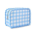 Gingham Ruffle Makeup Bag Large Travel Cosmetic Organizer