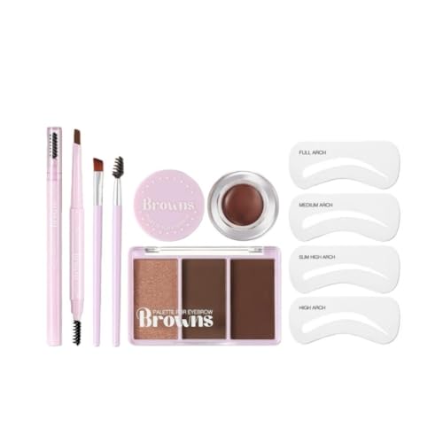 Eyebrow Stencil Kit with Pomade, Pencil & Brush - Waterproof