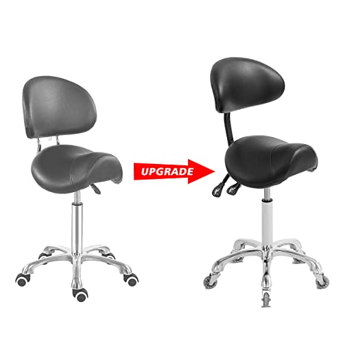 Antlu Saddle Stool with Back Support - Ergonomic Rolling Chair
