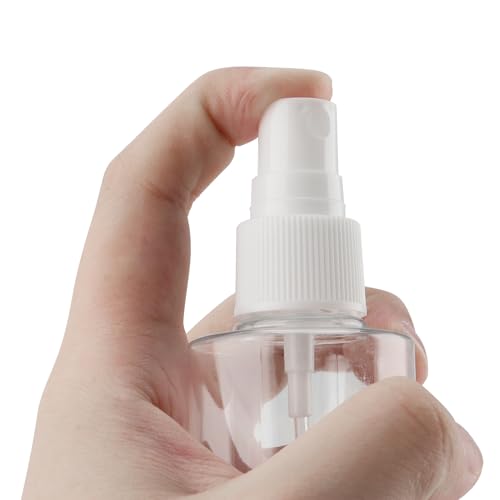 SINJEUN 50 Pack Clear Plastic Spray Bottles with Caps, 4 oz Spray Bottles Mist Sprayer, Refillable Empty Fine Mist Spray Bottle Mini Travel Size Spray Bottles, Leak Proof and BPA-Free