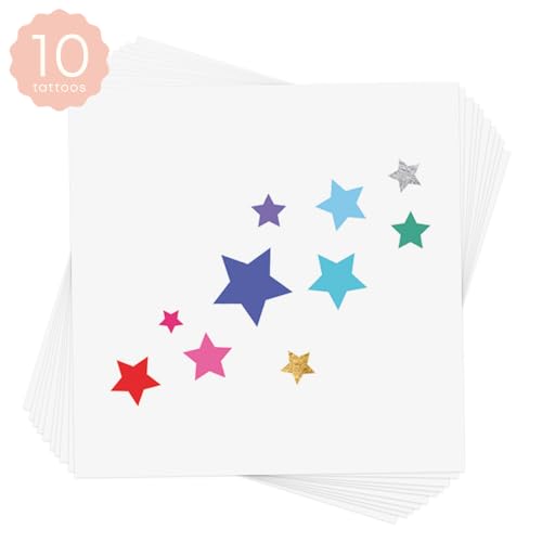 Rainbow Delight Stars Flash Tattoos Set of 10