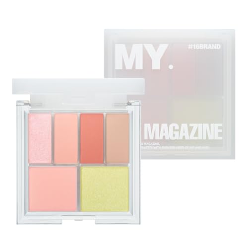 My Magazine Eyeshadow Palette - Orange, Pink, and Lime Pearl tones, 5 Shadows, All-in-One Matte, Shimmer & Glitter Multi-Texture Palette for Chic Daily & Trendy Looks, 0.27oz