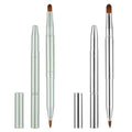 Double-Ended Retractable Lip Brush Set for Lipstick & Gloss - Silver & Green