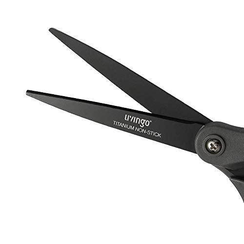 LIVINGO Sharp Scissors All Purpose - 2 Pack 8 Inch Titanium Coated Non Stick Steel Shears Heavy Duty for Office Home School Sewing Crafting Cutting Paper Fabric, Comfortable Grip (Gray & Green)