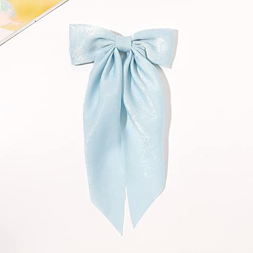 Silk Satin Long Bow Hair Barrettes with Ribbon Bow Hair Clips For Women, Big Alligator Hair Bow Clips for Women and Girls (5pcs - mix color a)